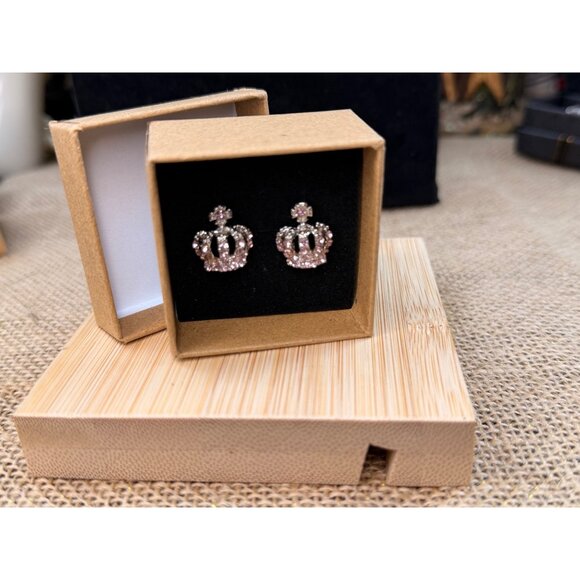 Crown Shaped Crystal Stud Earrings In Gift Box - Picture 4 of 5